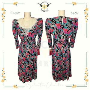 NWT Vintage 80s Dress Size 10 Floral Cottagecore Garden Tea Party Bib Collar